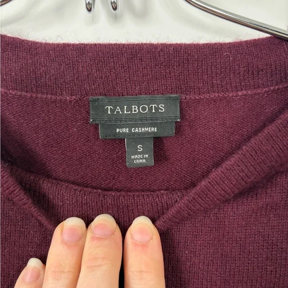 Talbots Women's Burgundy Pure Cashmere Crew Neck 3/4 Sleeve Pullover Sweater S - Picture 3 of 5